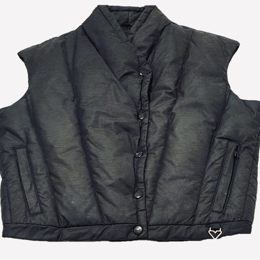 Obermeyer Cropped Puffer Vest, Size M, Charcoal Gray